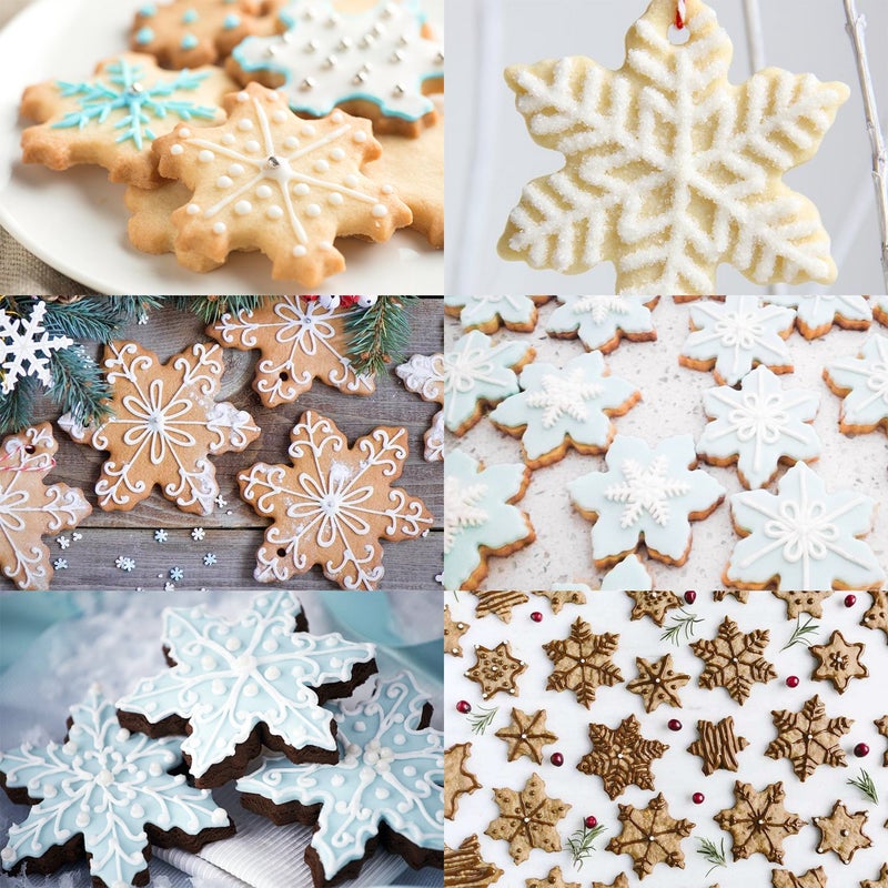 YXChome Snowflake Set - 9 Piece Stainless Steel Snowflake Cookie Cutters & 3D Christmas Tree for Christmas Holiday Winter Baking - Image 2